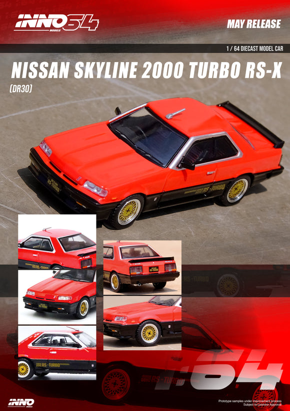 Nissan Skyline 2000 RS-X Turbo (DR30) (Red/Black) - INNO64 - 1:64