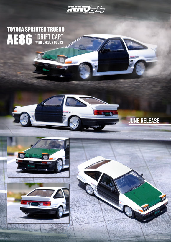 Toyota Sprinter Trueno AE86 with carbon doors - INNO64 - 1:64