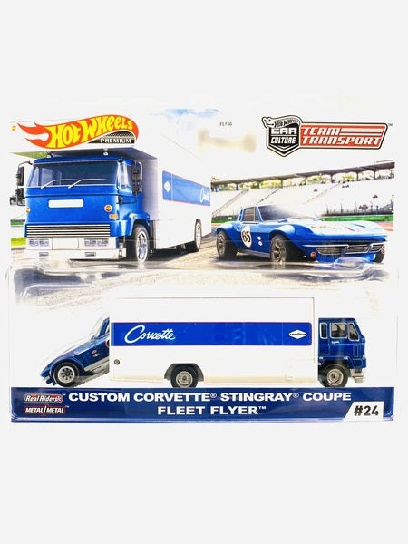 Custom Corvette Stingray Coupé & Fleet Flyer truck - Hotwheels - 1:64 - Modelcars Passion