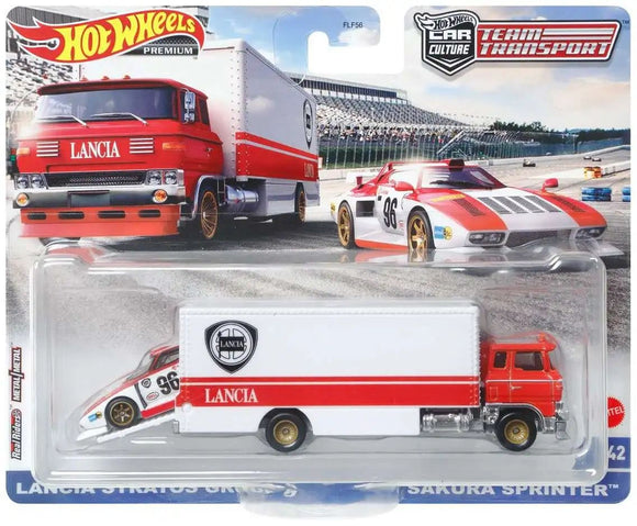Lancia Stratos Group 5 & Sakura Sprinter truck Team Transport - Hotwheels - 1:64