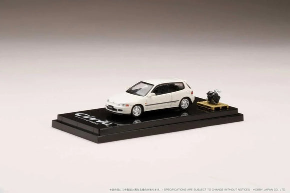 Honda Civic (EG6) SiR II with Engine Display Model (Frost White) - HOBBY JAPAN - 1:64